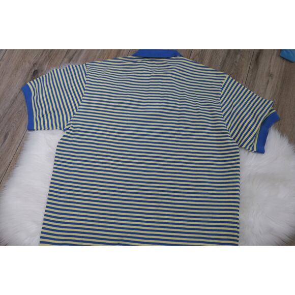 IZOD Striped Men's Large Cotton Polo Shirt w/ Embroidered IZ Logo - Blue Yellow - Picture 10 of 11